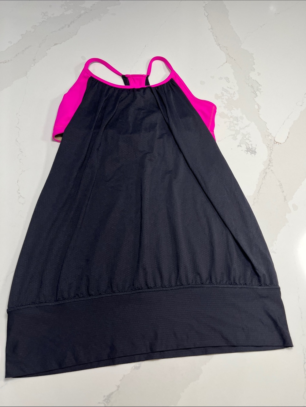 lululemon athletica Black Tank with Bright Pink Straps